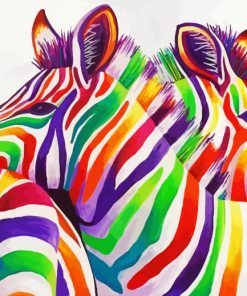 Two Colorful Zebra Paint By Number