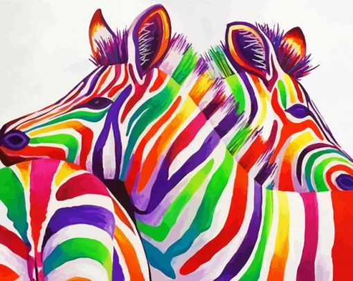 Two Colorful Zebra Paint By Number