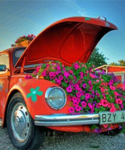 Vintage Flower Car Paint By Number