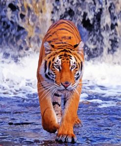 Waterfall Tiger Animal Paint By Number