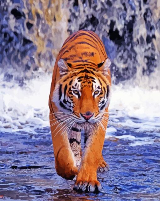 Waterfall Tiger Animal Paint By Number