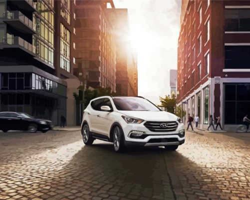 White Hyundai Santa Fe Paint By Number