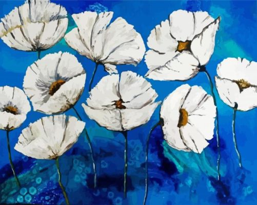 White Poppies Paint By Number