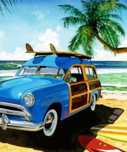 Woodie Car On Beach Paint By Number