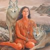 Young Indian Woman And Wolf Paint By Number