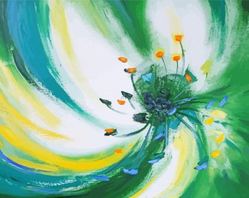 Abstract Green Flower Paint By Number