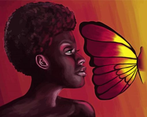 Abstract Black Woman With Butterfly Paint By Number