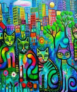 Abstract Rainbow Cats Paint By Number