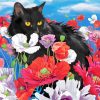 Adorable Black Cats And Flowers Art Paint By Number