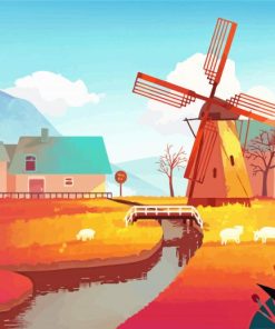 Aesthetic Abstract Windmill Art Paint By Number
