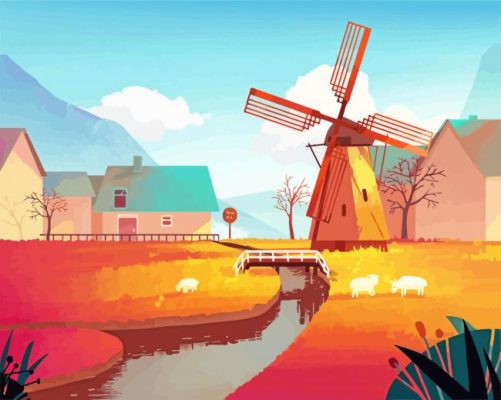 Aesthetic Abstract Windmill Art Paint By Number