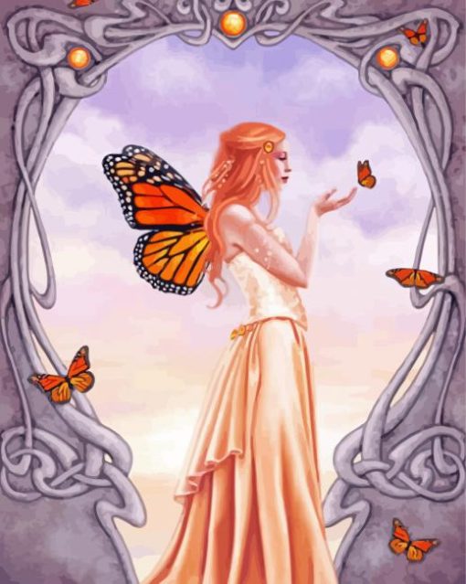 Aesthetic Angel With Butterflies Paint By Number