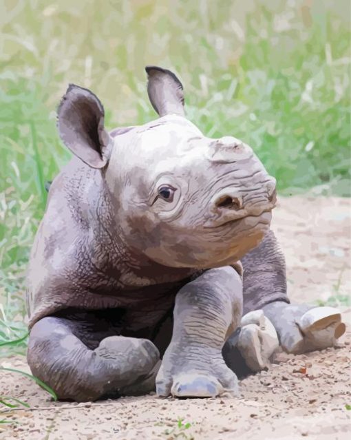 Aesthetic Baby Rhino Art Paint By Number