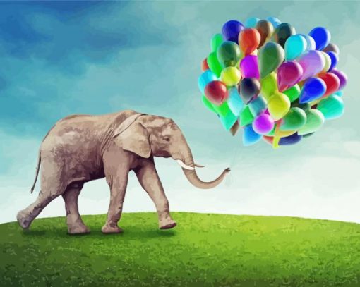 Aesthetic Elephant And Balloons Paint By Number
