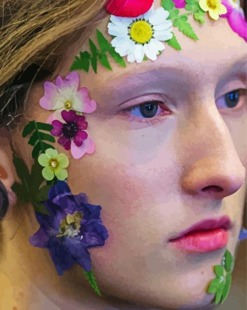 Aesthetic Face With Flowers Paint By Number