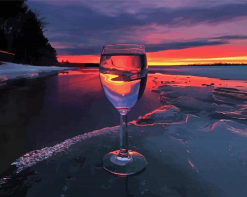 Aesthetic Glass Sunset Paint By Number