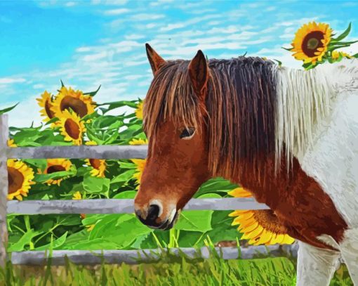 Aesthetic Horse With Sunflowers Paint By Number
