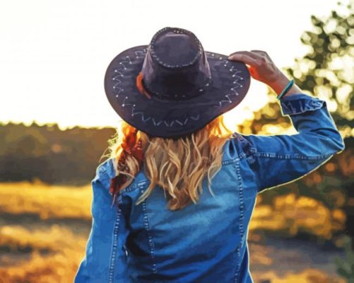 Aesthetic Lady In Cowboy Hat Paint By Number