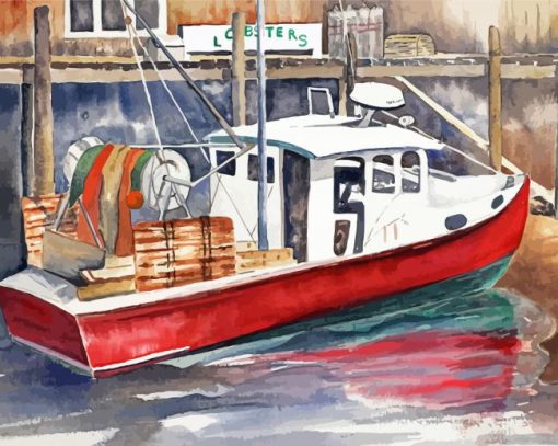 Aesthetic Lobster Boat Paint By Number