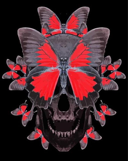 Aesthetic Skull And Butterflies Art Paint By Number