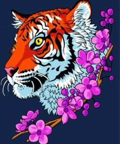 Aesthetic Tiger And Flowers Paint By Number