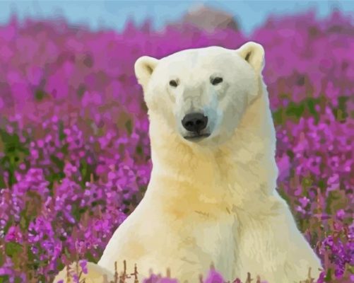 Aesthetic Bear In Lavender Field Paint By Number