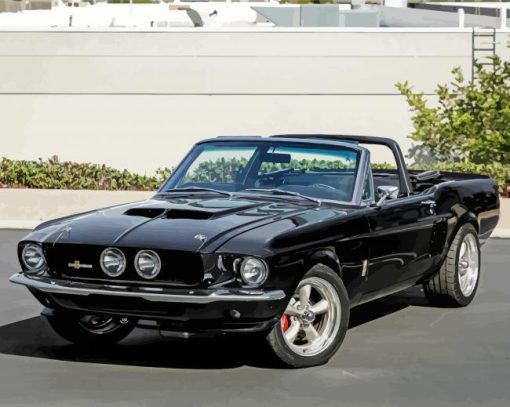 Aesthetic Black 1967 Ford Mustang Convertible Paint By Number