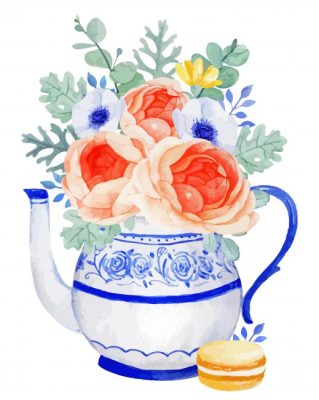 Aesthetic Flower And Teapot Paint By Number