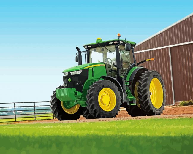 Farms Green Tractor Paint By Numbers - Paint By Numbers