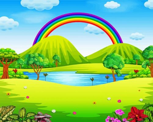 Aesthetic Rainbow Landscape Art Paint By Number