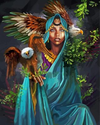 African Lady And Eagles Paint By Number