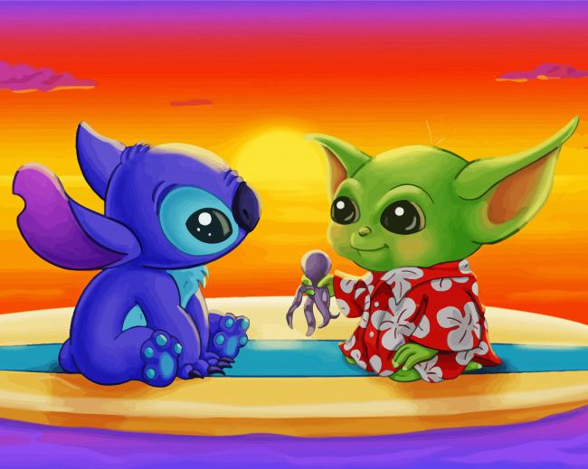 Baby Yoda And Stitch Paint By Numbers - Painting By Numbers