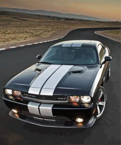Black And White Dodge Challenger Scat Paint By Number