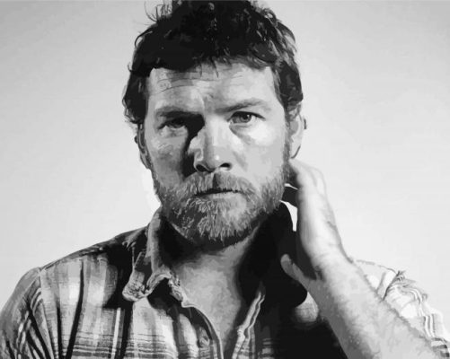 Black And White Sam Worthington Paint By Number