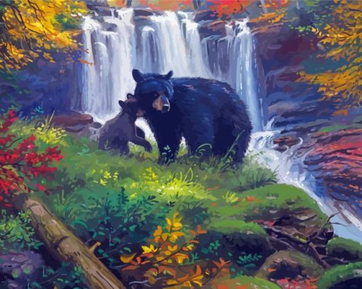 Black Bear Falls Landscape Paint By Number