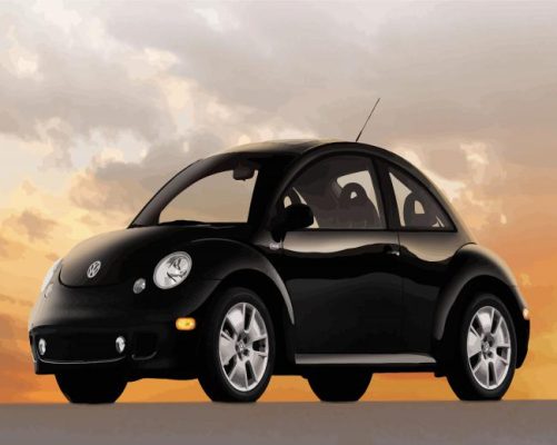 Black Volkswagen Bug Paint By Number