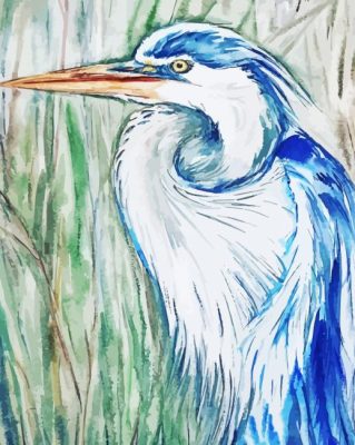 Blue Abstract Heron Bird Paint By Number