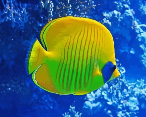 Blue And Yellow Fish Underwater Paint By Number