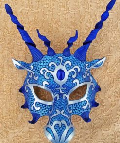 Blue Silver Dragon Mask Paint By Number