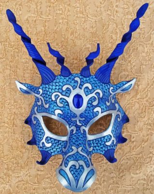 Blue Silver Dragon Mask Paint By Number