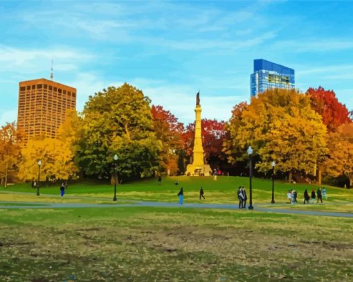 Boston In Autumn Season View Paint By Number