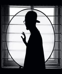 Boy Black And White Silhouette Paint By Number