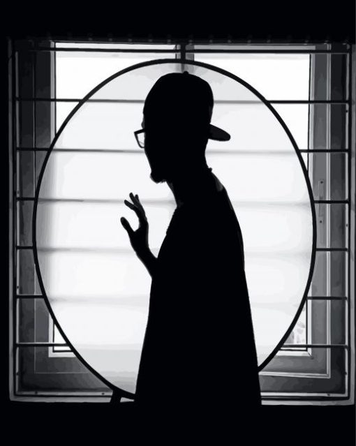 Boy Black And White Silhouette Paint By Number