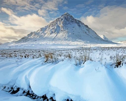 Buachaille Etive Mor Surrounded By Snow Paint By Number
