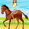 Cartoon Girl Riding A Horse Paint By Number