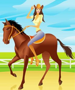 Cartoon Girl Riding A Horse Paint By Number