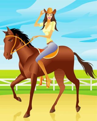 Cartoon Girl Riding A Horse Paint By Number