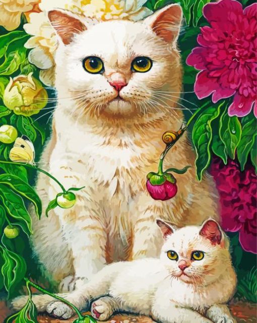 Cat With Her Baby Yana Movchan Paint By Number