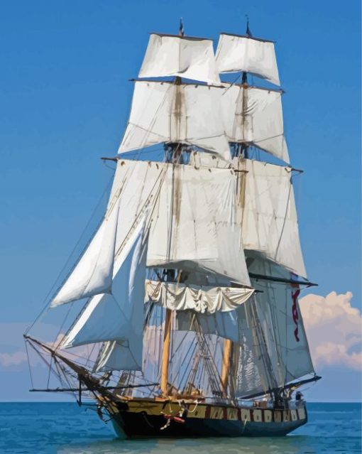 Cool White American Tall Ships Paint By Number