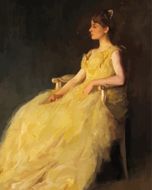 Cool Woman In A Yellow Dress Paint By Number